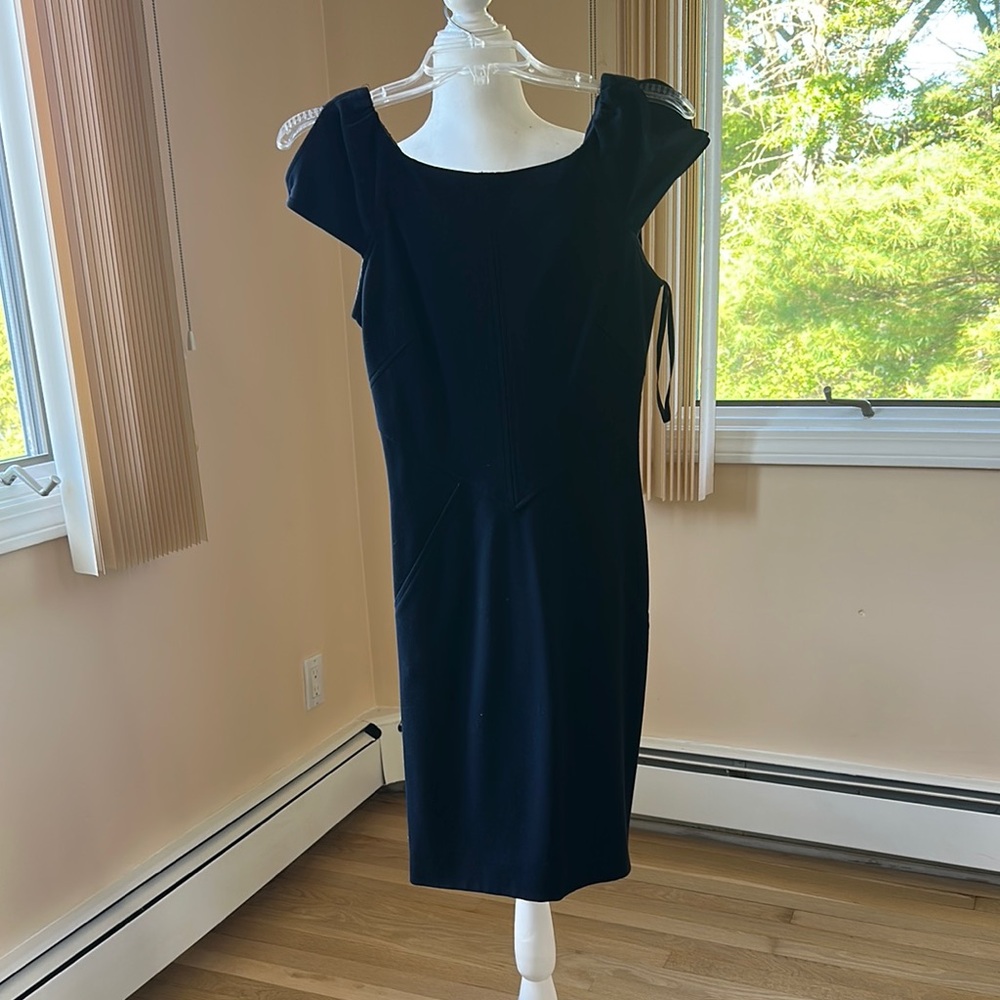 Diane Von Furstenberg Blue Sheath Midi Dress with Scoop Neck